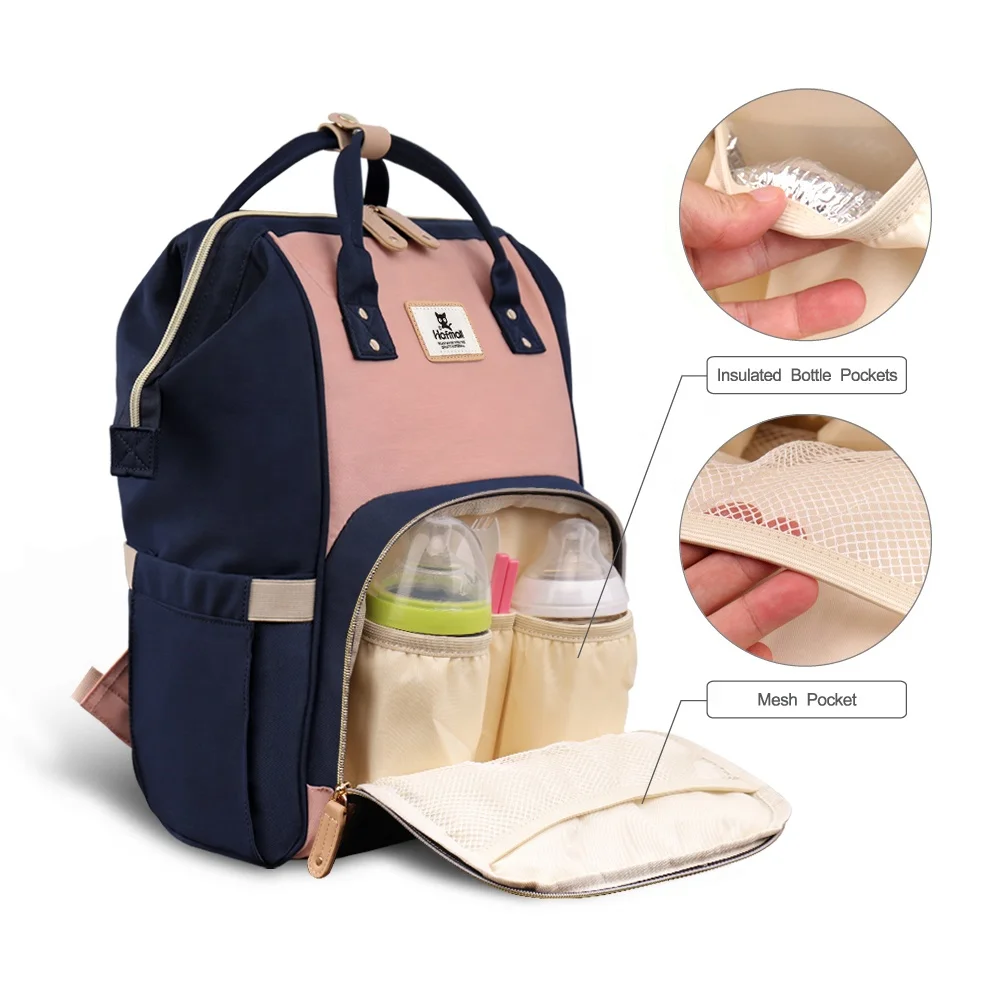 Wholesale Portable  Custom Printed Expandable Backpack Baby Diaper Bags With Changing Station