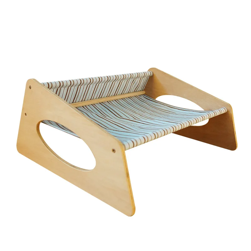 solid oblong shape wood plank bed bamboo purple pet bed crib comfortable and simple pet nest