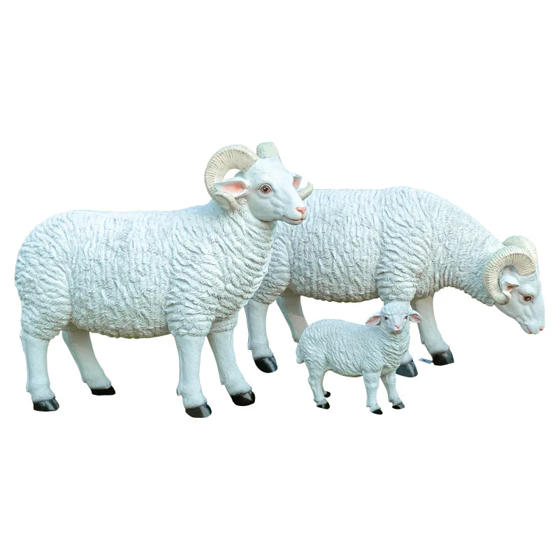Stock Size  Lawn Garden Decor Polyresin outdoor life size resin sheep statue