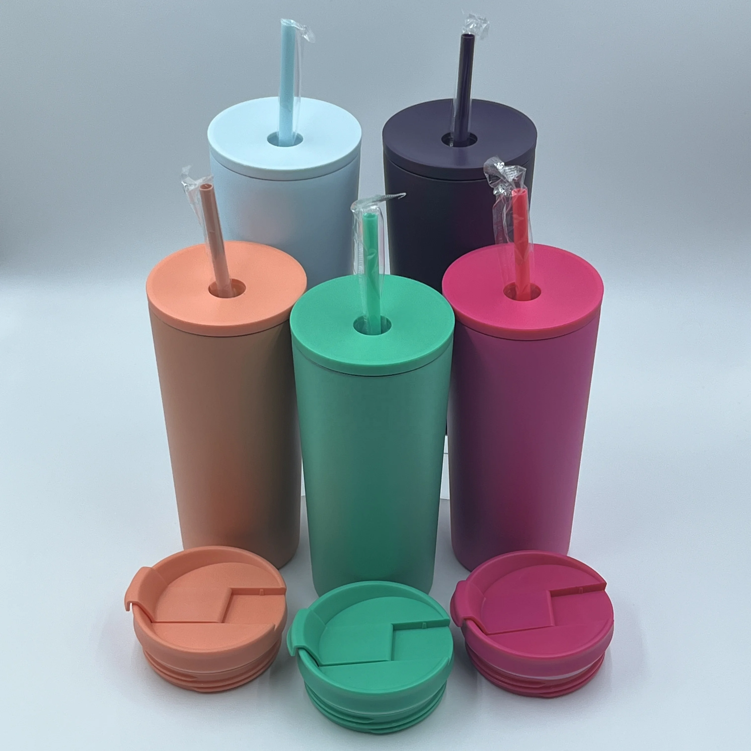 Christmas gifts tumbler thermal insulation double wall stainless steel custom top flip open car tumbler with straw lid