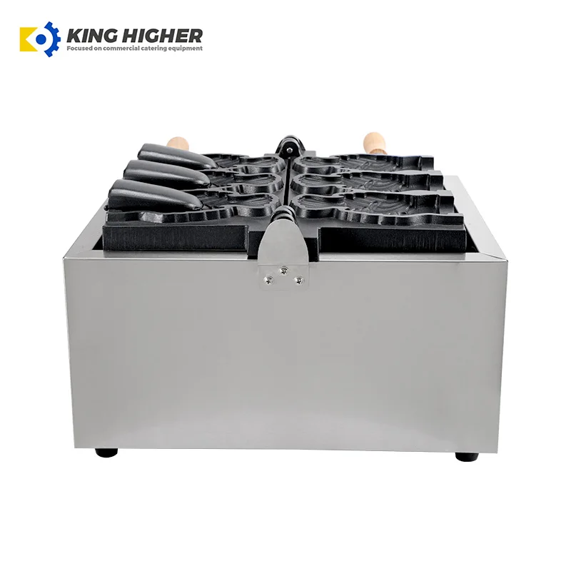 High Efficiency Electric Taiyaki Waffle Maker Big Fish Shaped Cake Mold Machine 220V Oven for Food Shops Ice Cream Taiyaki Oven