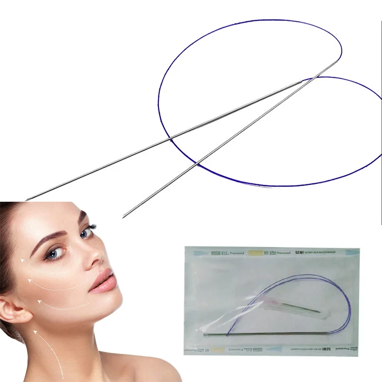 Medical face beauty absorbable polydioxanone suture  molding cog thread 19G 100mm/380mm sharp double needle cog PDO lift  thread