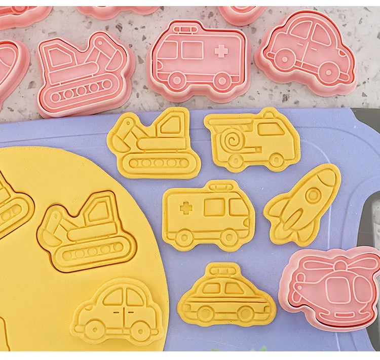 2022 Hot Selling Cartoon Car Shape Biscuit Mold 3d Pressure Cookie Mold For Children