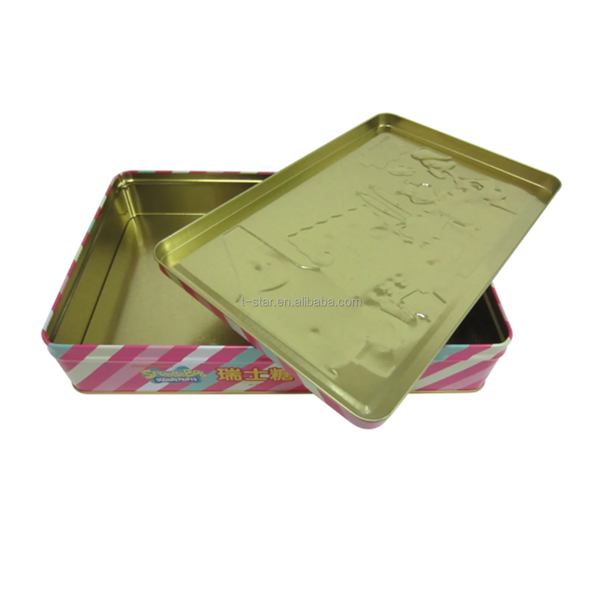 Food Grade Rectangle  Metal biscuit storage jar box candy biscuit chocolate tin case