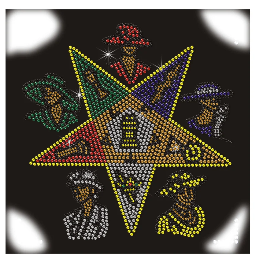 Wholesale Sparkle Stones Oes order of the eastern star iron on rhinestone transfer