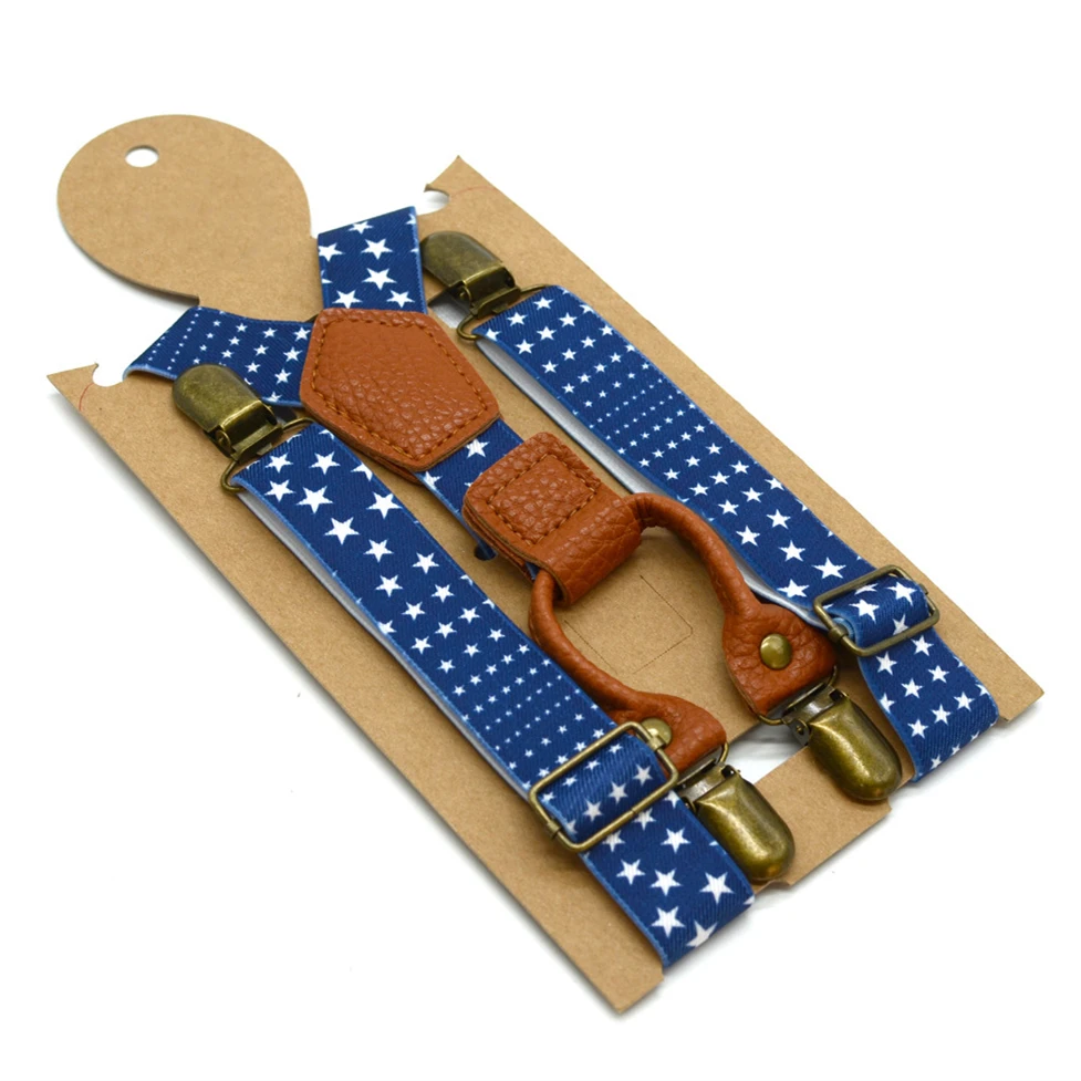  wholesale fashion printed 4 clips suspenders for kids children
