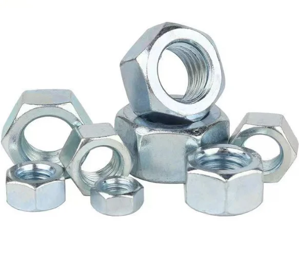 Factory direct high quality All size Custom carbon Steel Grade 8.8 white zinc Hex nuts for machine