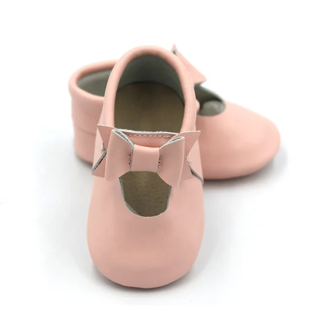 
Bowknot Princess Genuine Leather Bordered Soft Sole Slip-on First Walking Baby Shoes 