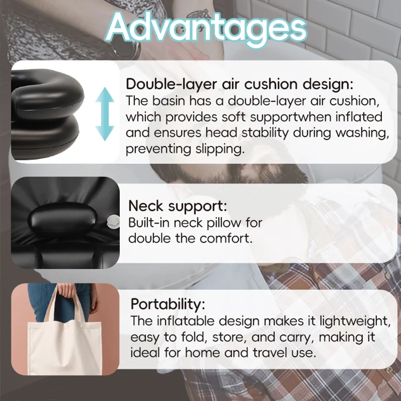Wholesale Beauty Salon Care Hair Wash Basin Inflatable Hair Shampoo Wash Basin For In Bed  Using