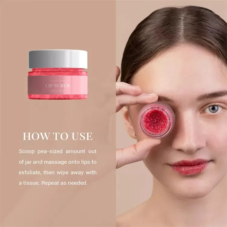 OEM Private Label Lip Care Exfoliating Repair Moisturizing Organic Jojoba Sugar Lip Scrub With Logo