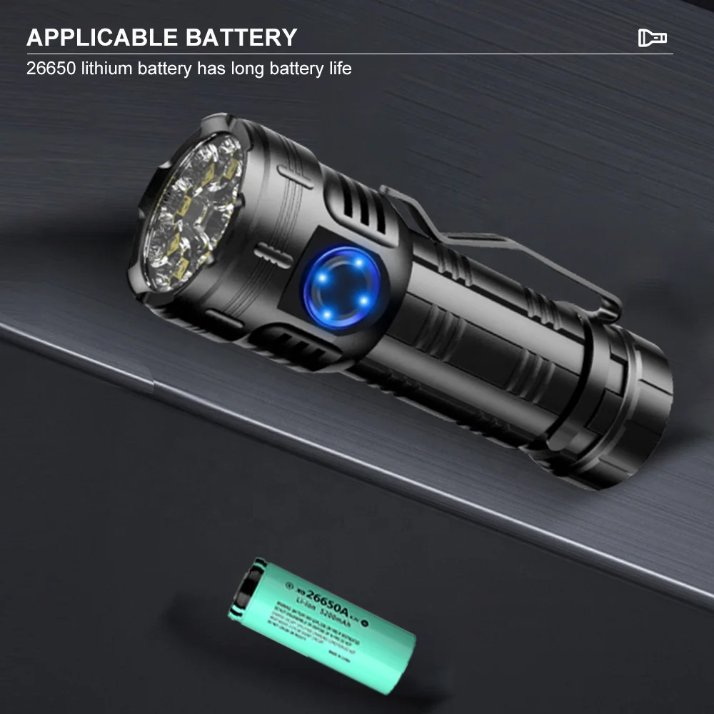 Asafee Factory Small Flashlight 3000lumens 8PCS XPG Rechargeable Aluminum Alloy Powerful flashlights torches