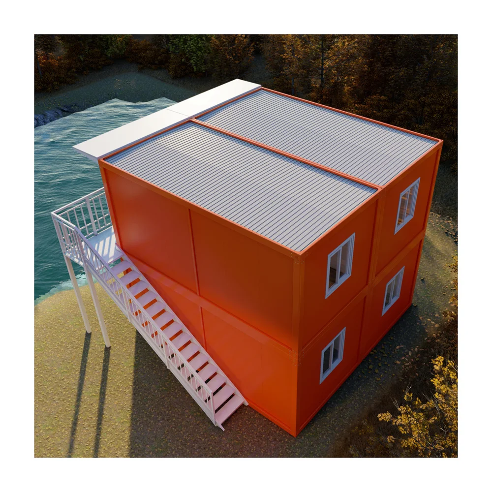 Orange Modern Aluminum Resort 20ft 40ft  Two-story Prefab Container House For Coffee Shop