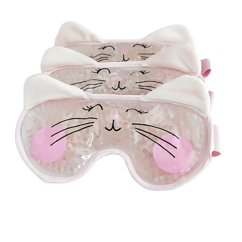 Factory Direct Cat Hot Cold Beads Gel Eye Mask Ice Pack Animal Shape with Soft plush