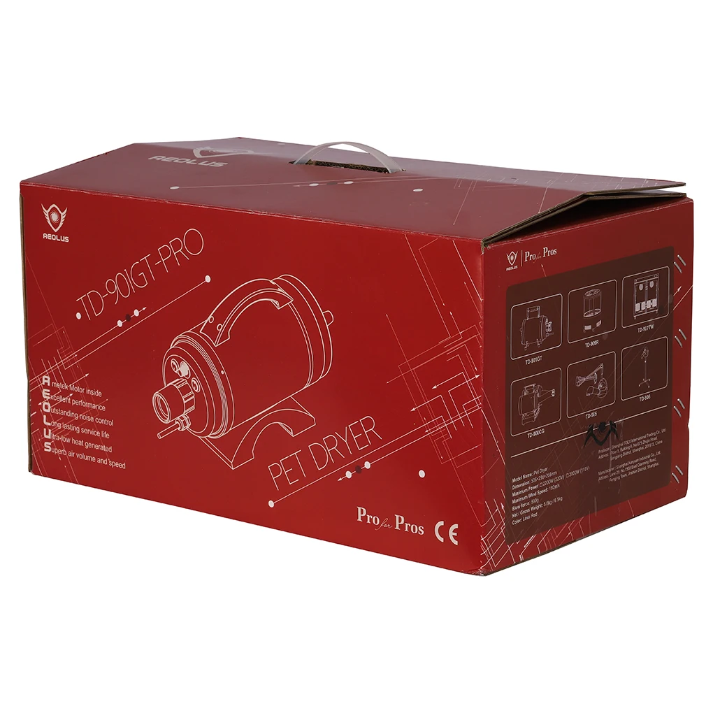 TD-901GT-PRO AMETEK Motor Pet Blower wind speed and temperature controls long service life pet grooming dryer