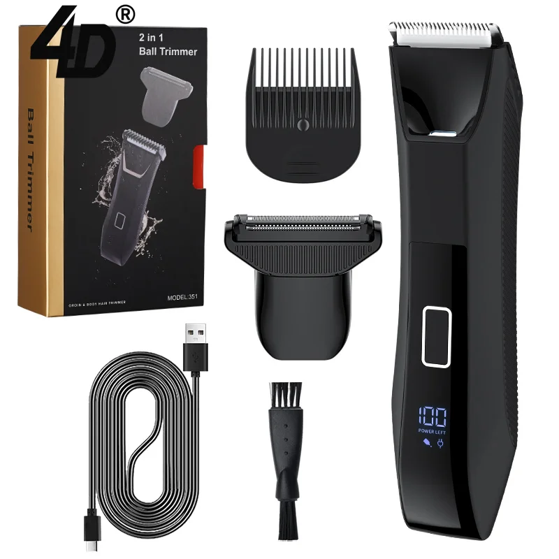 4D 351 Electric Groin Hair Trimmer Electric Trimmer For Men Waterproof Ball Ceramic Blade Trimmer For Pubic/Body/Groin
