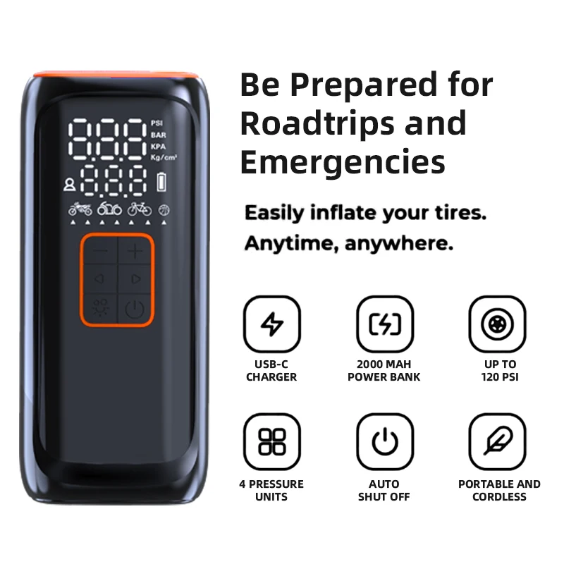 Digital Automatic Tire Inflator Portable Mini Cordless Air Pump Car Air Compressor for Football Car Bike Pump car accessories
