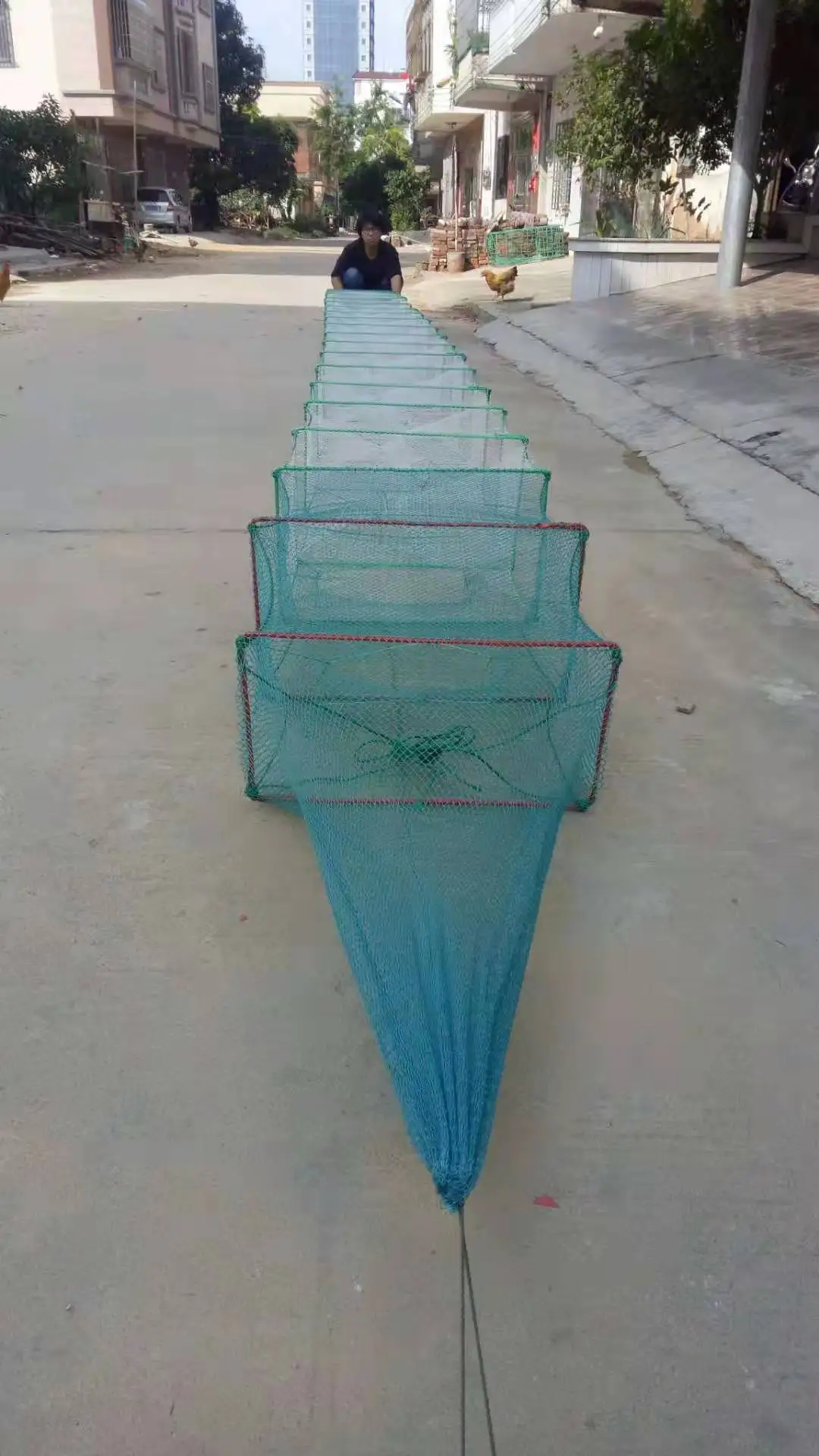 Factory long fishing net trap for crab lobster shrimp PE great wall cage agriculture fishing trap fyke  net