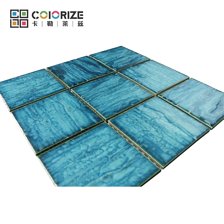 Colorize Porcelain swimming pool Mosaic Tile High quality hot sale Glazed Square mix blue color tile mosaic