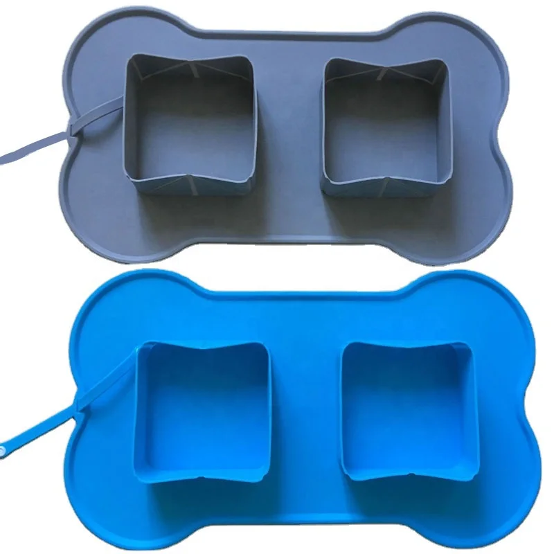 Новые складные переносные двойные чаши для домашних животных с чехлом для переноски. Складная Силиконовая чаша для кошек/собак