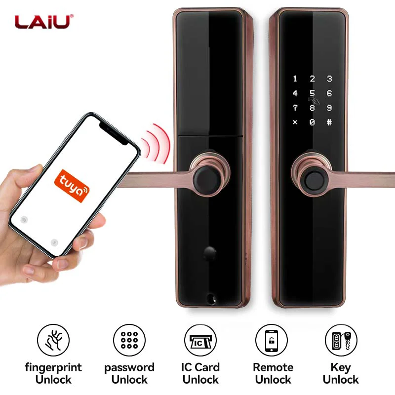 LAIU Keyless Tuya Entry  Fingerprint Door Lock Smart Electronic Door Lock with Keyless Digital Door Lock for Home