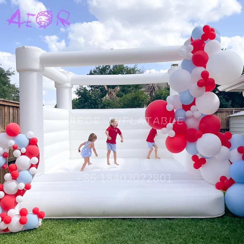 Commercial White inflatable bouncy castle with ball pit soft play bounce house toddler white inflatable jumper