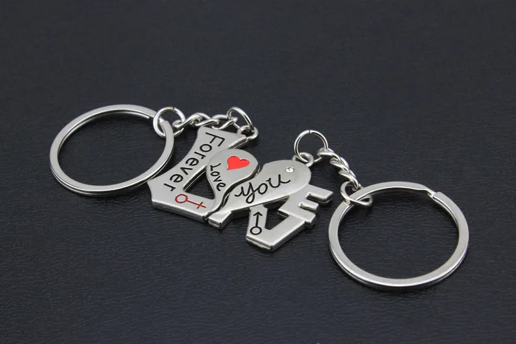 Женский брелок металлический в форме сердца для влюбленных пар кольцо ключей