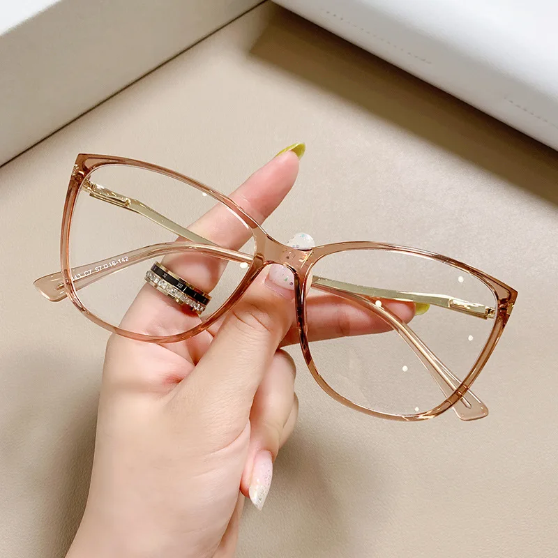 New Fashion Women Big Square Reading Glasses Retro Myopia Glasses Frame Tr90 Anti Blue Light Lenses Eyewear