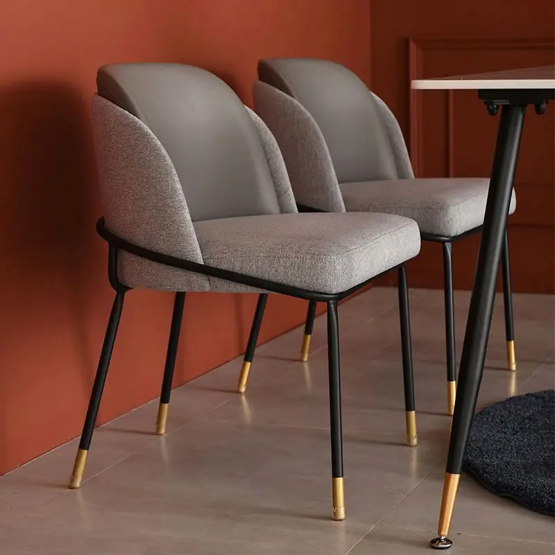 
Nordic light luxury chair family dining room simple modern casual metal chair dining 