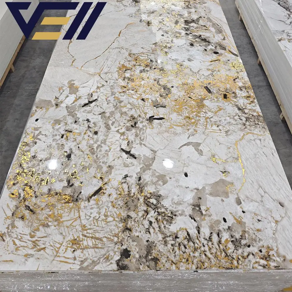 VELL New Design High Glossy Flexible 3mm PVC Marble Sheet Alternative PVC wall panel