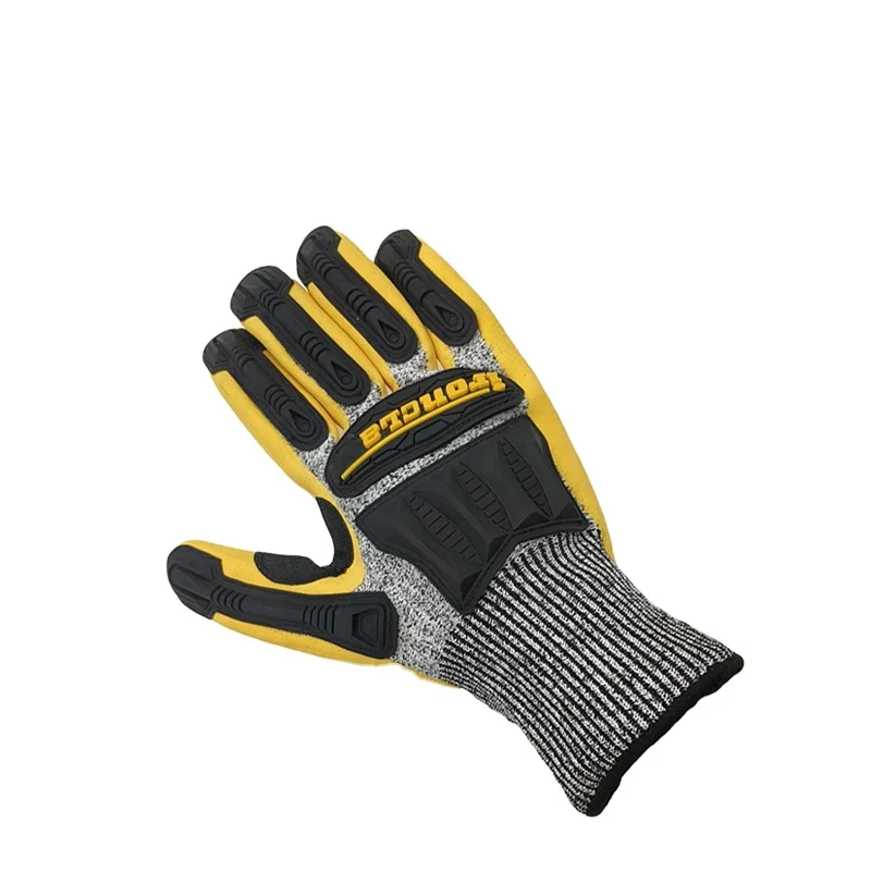Working protective oil proof reusable anti cut mechanic labor work safety glove with TPR reinforcement