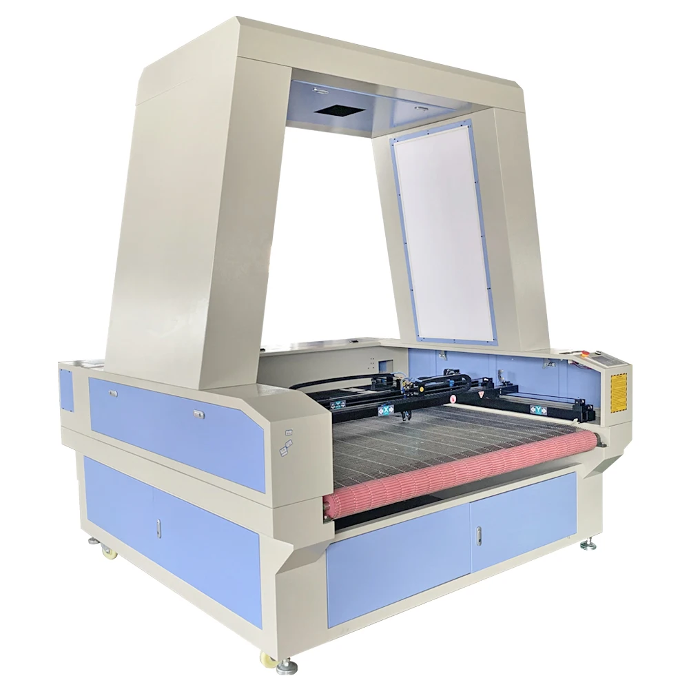 1610 large ccd camera laser cutting machine for fabric cloth with conveyor platform
