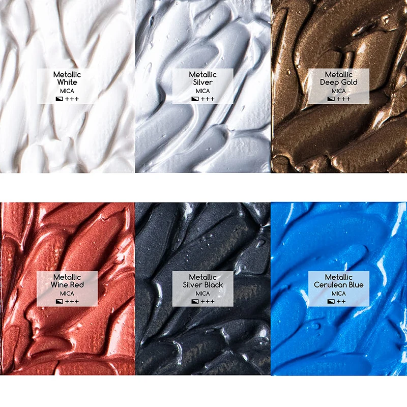 MEEDEN 6color 120 ml Metallic Rich Pigments Non-Toxic Art Craft Artist Acrylic Paint for Canvas Painting