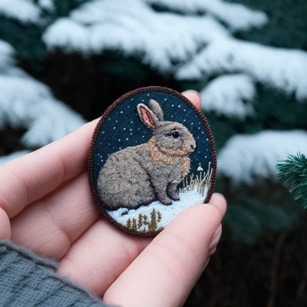 Kitschy Camper Van Bunny Patches Hare Figure Driving Retro Trailer Applique with Carrot Bumper