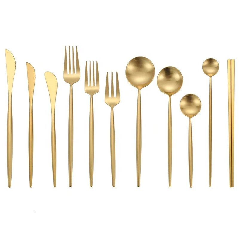 Набор столовых приборов из нержавеющей стали Золотая ложка и вилка