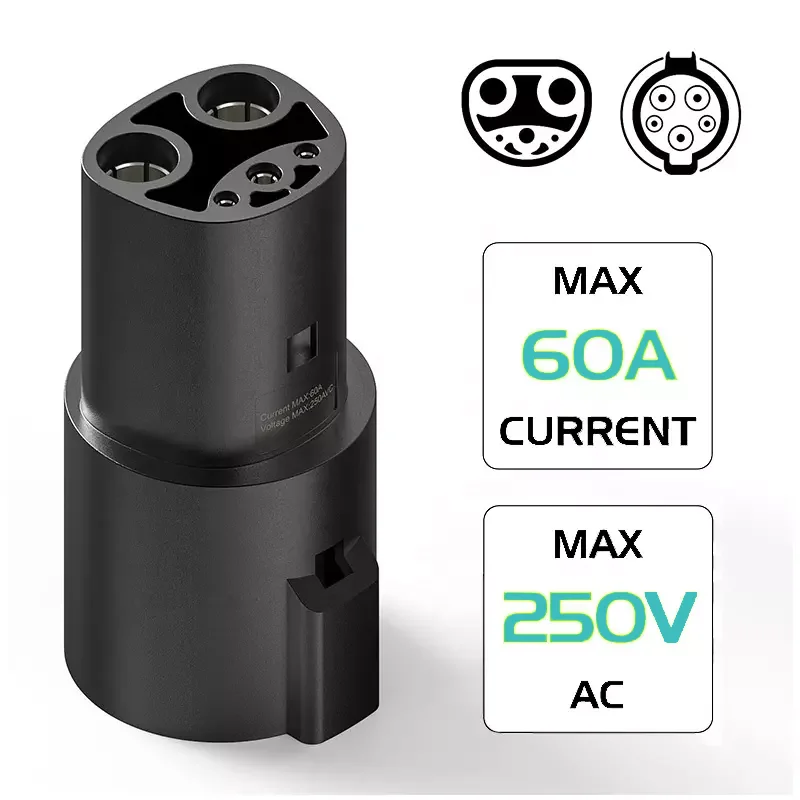 250v Type1 ev charger adapter 60a J1772 portable ac ev charger adaptor for TESLA car