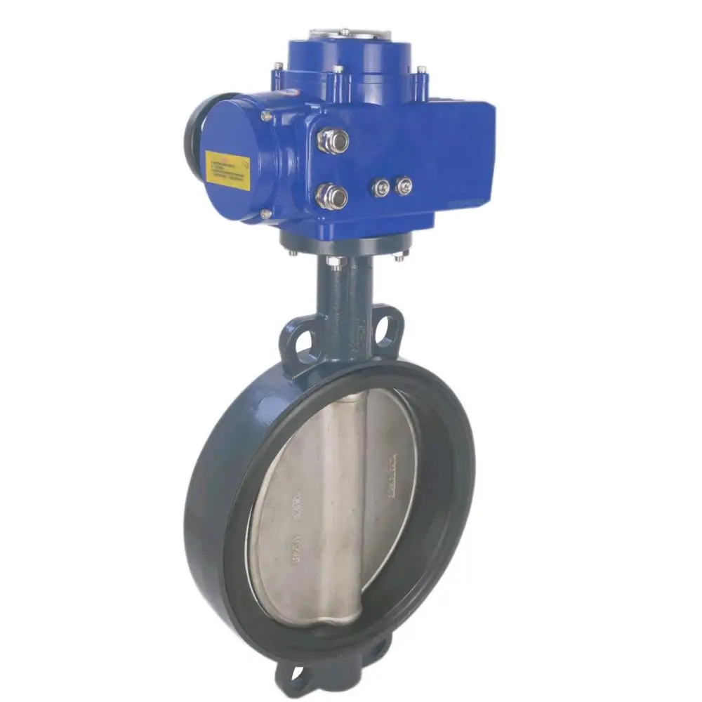 Dn 200 Gearbox With Spindle 6 Inch wafer motorized butterfly valve with electric actuator