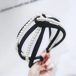 Fashion Wholesale Girls Hair Accessories Jewelry Hair Band Womens Polyester Pearl Headbands