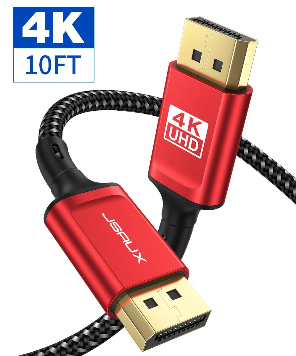 JSAUX 10FT 21.6Gbps 4K 60Hz UHD DP to DP DisplayPort Cable for Laptop