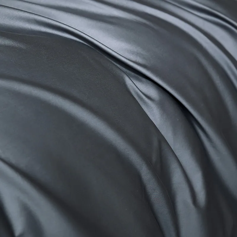 Hot luxury embroidery gray bedding sets tencel bedsheets silk bedding set duvet cover set