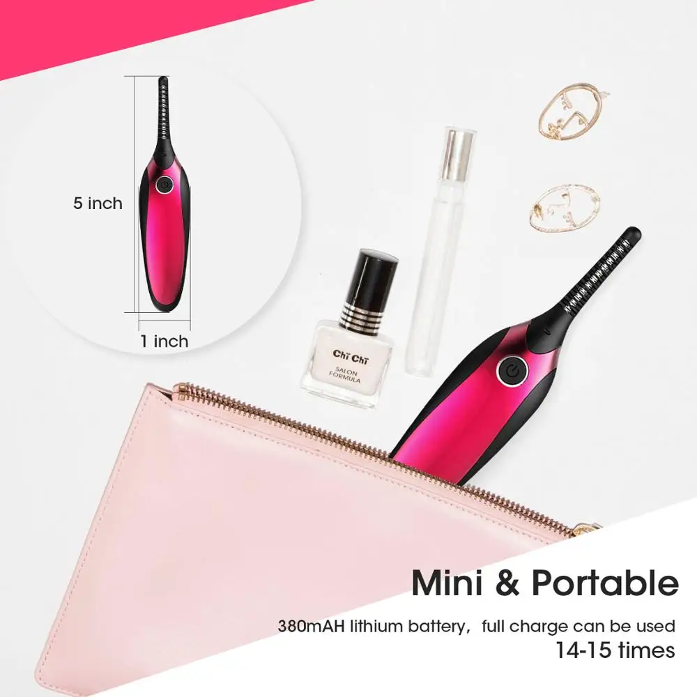 Portable Easy to use Fashion electric heated eyelash curler for Ladies Eyes Makeup Work