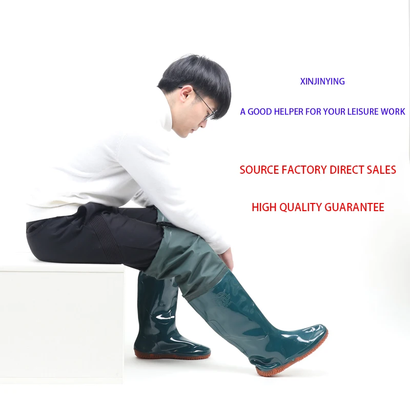 Unisex fishing boots Green PVC watershoes planting agriculture washing work orchard Wellington  rice paddy boot