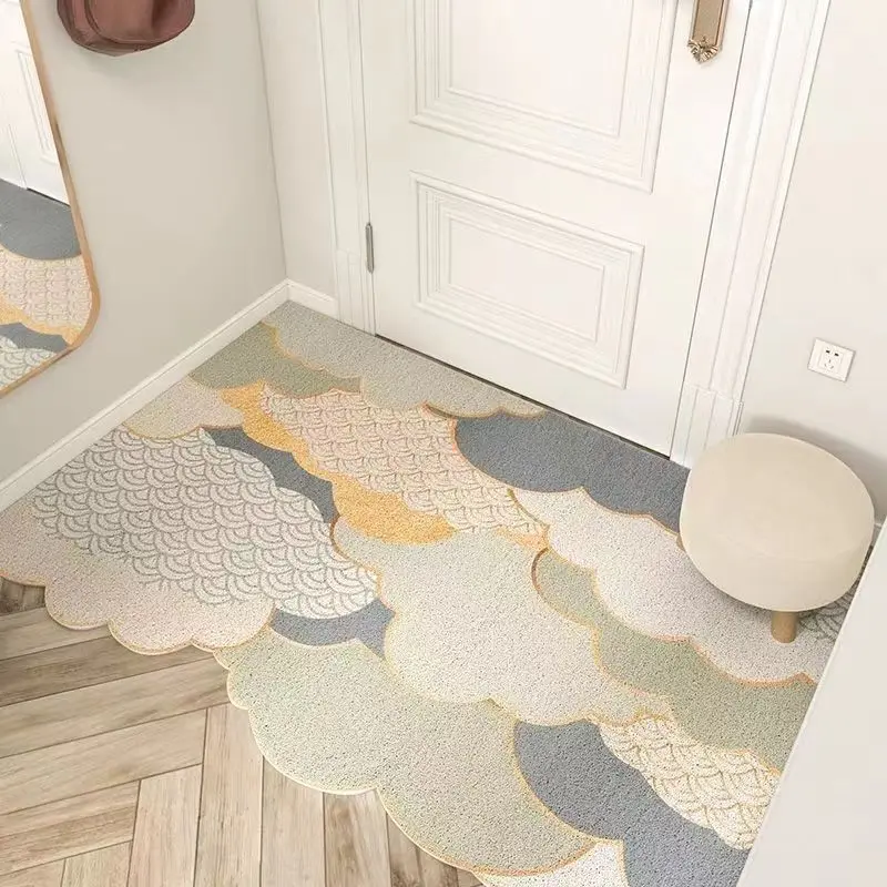 Nordic household entry silk circle hexagonal cloud shaped PVC Carpet and foot mat