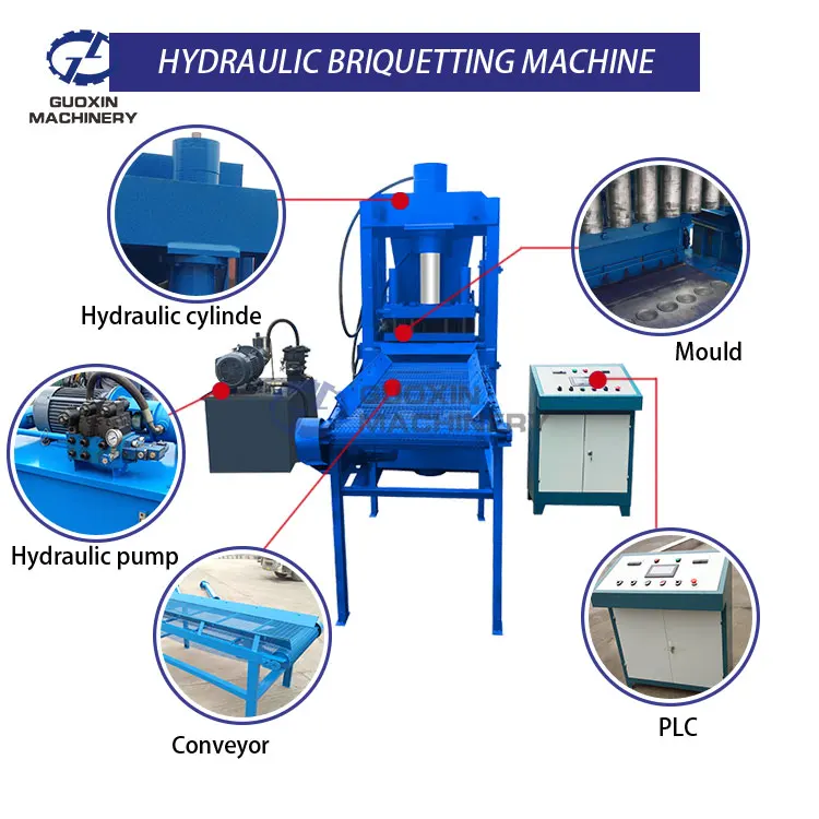 Automation Efficient Coconut Charcoal Hydraulic Briquette Press Machine Briquettes Charcoal Production Machine for Hookah