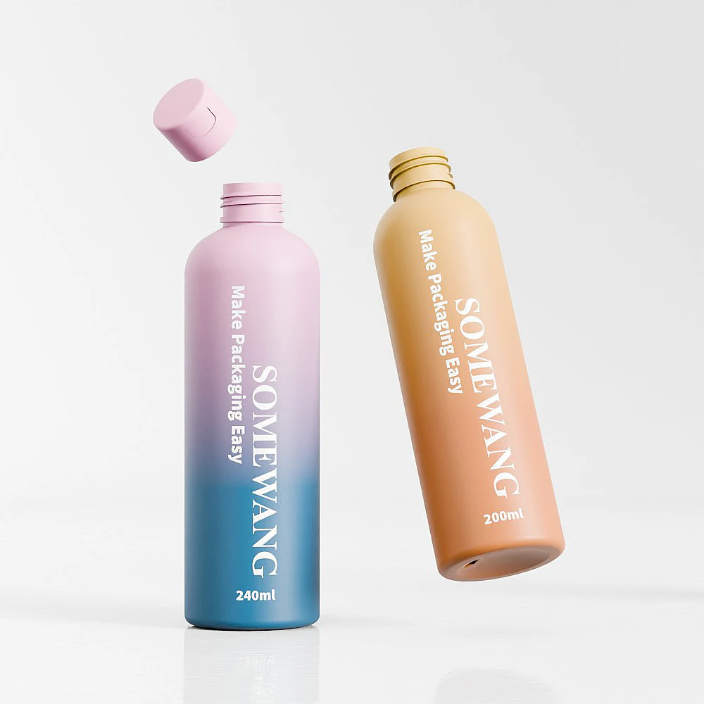 150ml 200ml 240ml Cosmo Round PET Bottle with Disc Cap for Skincare Packaging Body Lotion Bottle Shampoo and Conditioner Bottles