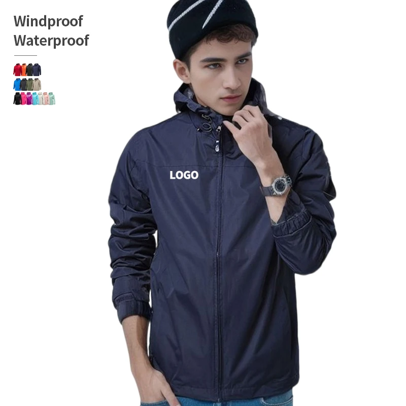 wholesale custom embroidery logo waterproof windbreaker jacket for men