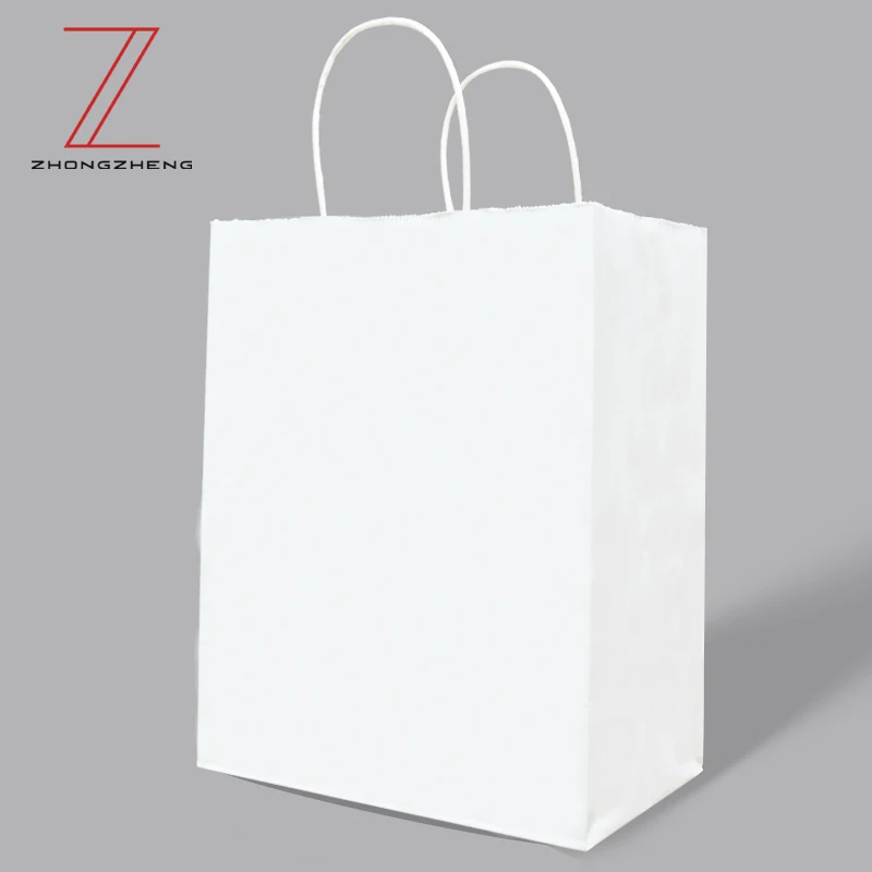 Cheap wide handle white custom kraft paper bag environmental friendly shopping paper bag Gift paper bag recyclable