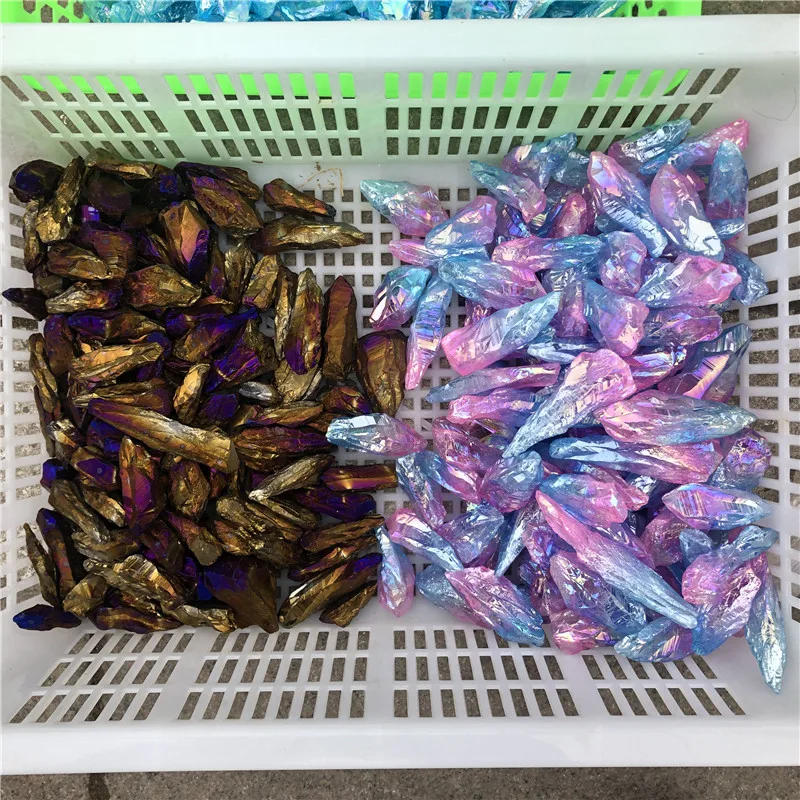 Wholesale Beautiful Rare Rainbow Flame Aura Quartz Crystal Point rough Crystal tumbles for magic wand