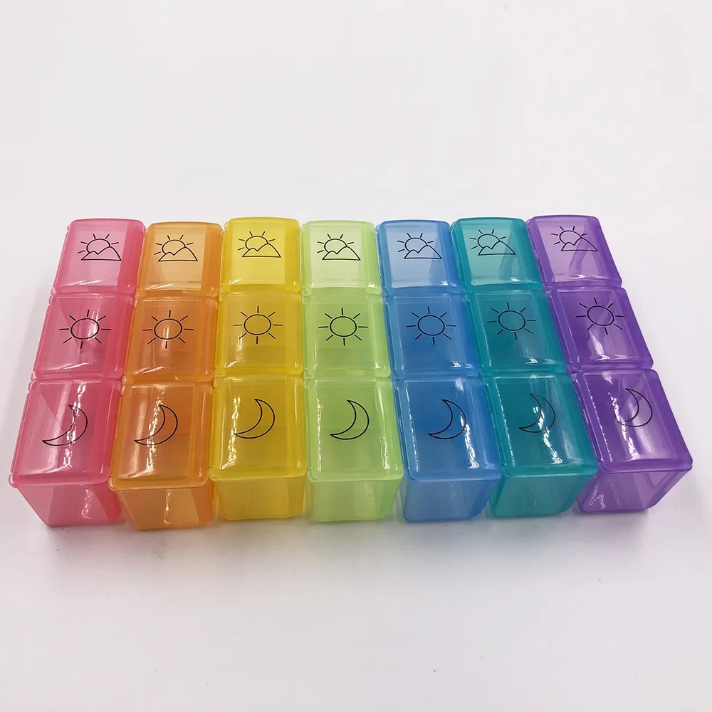 Pill Box 7 Day Pill Organiser 3 Times a Day - Weekly Tablet Box Pill Box Organiser with 21 Compartments for Vitamins