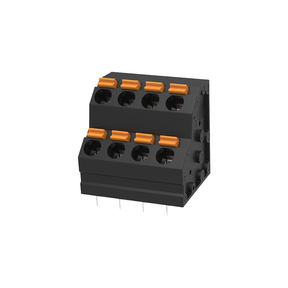 Screw-free electrical spring type 252-5.0 PCB quick terminal block black KF252H2-5.0MM Industrial Din Rail Mount Terminal Blocks