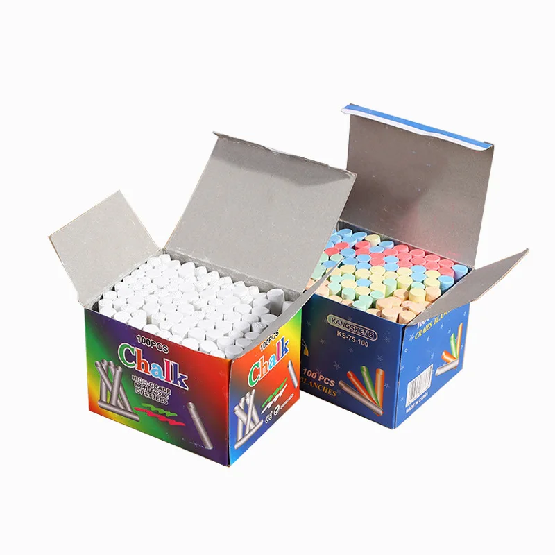High Quality 100 pcs Factory price Kids School Blackboard Dustless Colorful Chalk custom white chalk sets